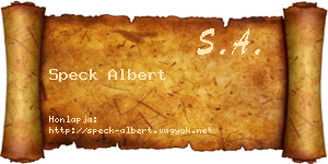 Speck Albert névjegykártya